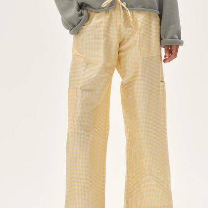 DONNI Taffeta Drawstring Cargo Pant Butter Gingham