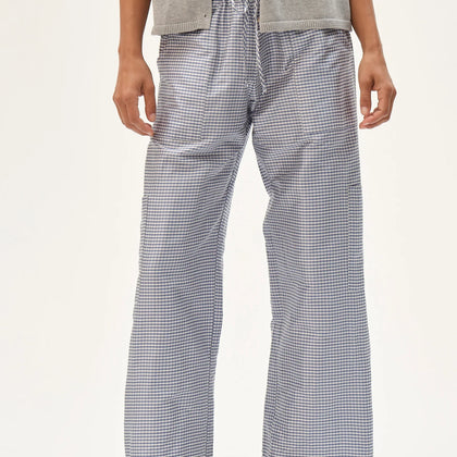 DONNI Taffeta Drawstring Cargo Pant Gingham ~ Cornflower