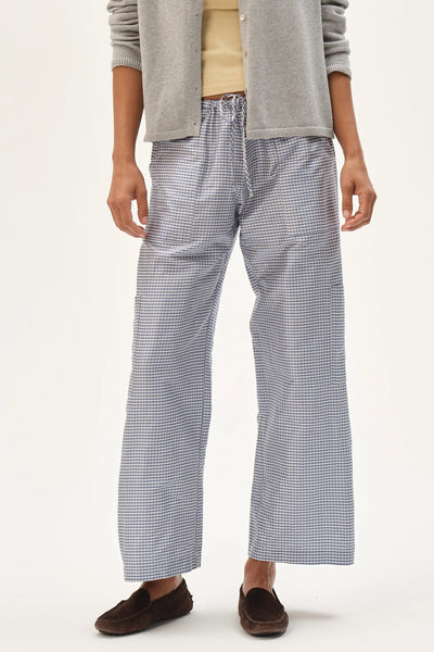 DONNI Taffeta Drawstring Cargo Pant Gingham ~ Cornflower