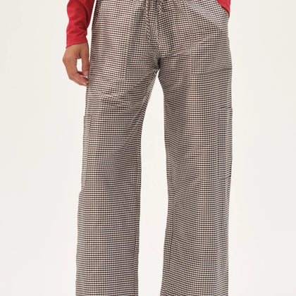 DONNI Taffeta Drawstring Cargo Pant Gingham ~ Espresso