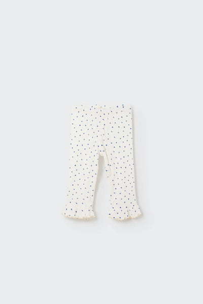 Cozmo Floral Gauze Baby Leggings ~ Ivory Blue