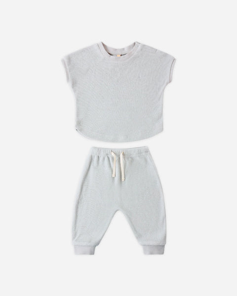 Quincy Mae Terry Tee + Pant Set ~ Sky