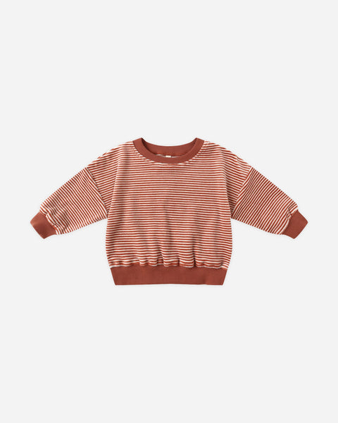 Quincy Mae Velour Relaxed Sweatshirt ~ Candy Stripe