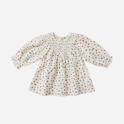 Quincy Mae V Smocked Dress ~ Winter Ditsy