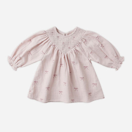 Quincy Mae V Smocked Dress ~ Bows