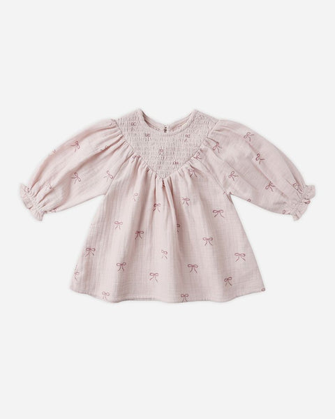 Quincy Mae V Smocked Dress ~ Bows