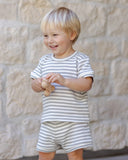Quincy Mae Waffle Shortie Set ~ Sage Stripe