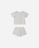 Quincy Mae Waffle Shortie Set ~ Sage Stripe