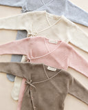 Quincy Mae Wrap Knit Footie ~ Heathered Natural