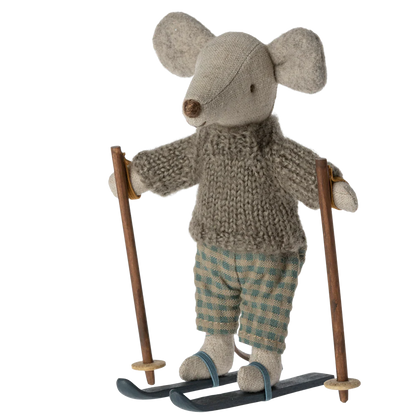 Maileg Big Brother Winter Mouse w/Ski Set
