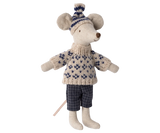 Maileg Dad Winter Mouse w/Ski Set ~ Blue