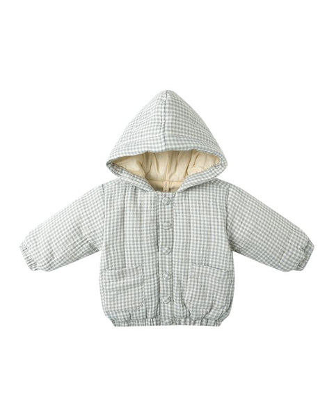 Quincy Mae Hooded Woven Jacket ~ Blue Gingham