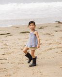 Go Gently Nation Woven Ruffle Top~ Chambray