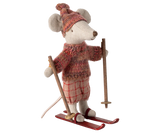 Maileg Big Sister Winter Mouse w/Ski Set ~ Rose
