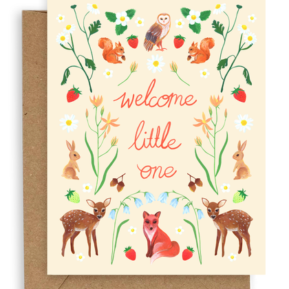 Flora Fauna Baby Card