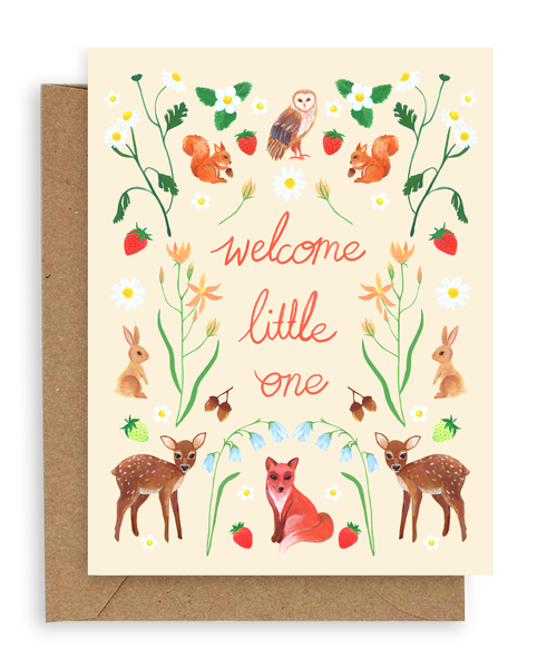 Flora Fauna Baby Card