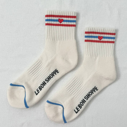 Le Bon Shoppe - Embroidered Girlfriend socks: LECHE + HEART