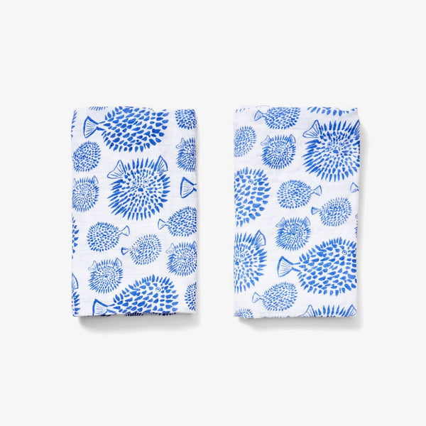 Lewis - Burp Cloth Set - Blowfish | Marine