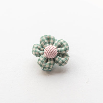 Gingham Flower Hair Clips: Green