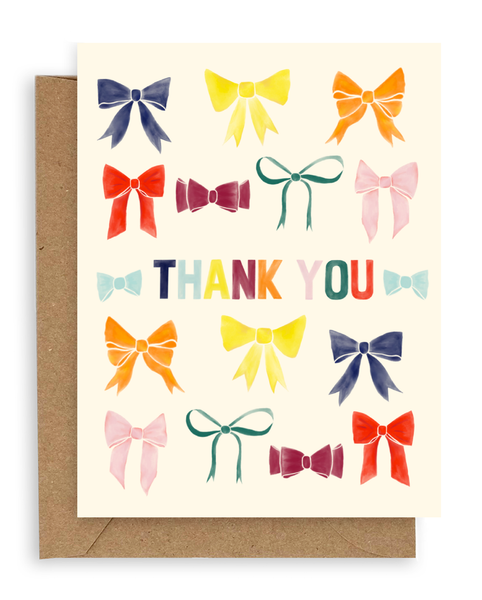 Rainbow Bows Thank You Card: Single