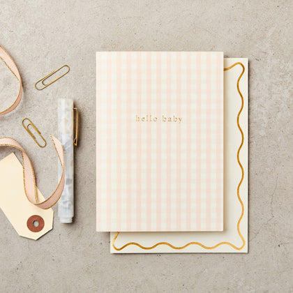 Katie Leamon - Gingham Hello Baby New Baby Card
