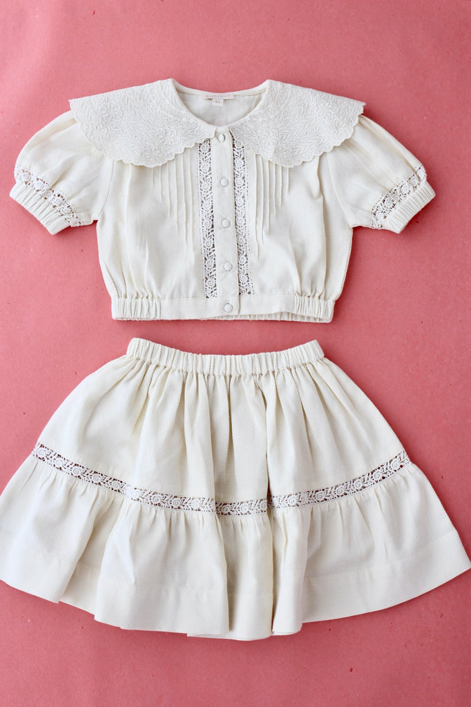 Bonjour Diary Crop Shirt & Skirt Set Cotton Piqué | Wee Mondine