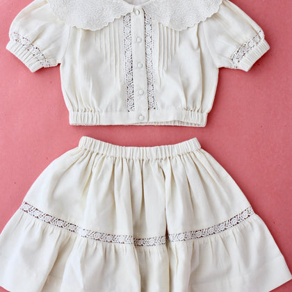 Bonjour Diary Crop Shirt & Skirt Set Cotton Piqué