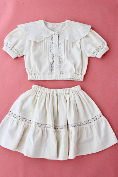 Bonjour Diary Crop Shirt & Skirt Set Cotton Piqué | Wee Mondine