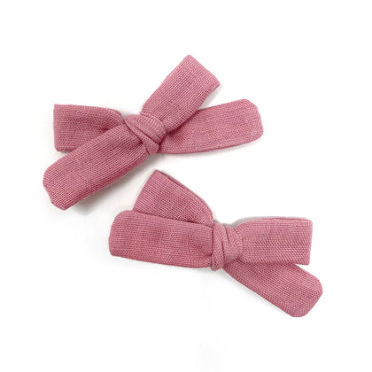 Lulu Loves Skinny Ribbon Pigtail Bows in Rose