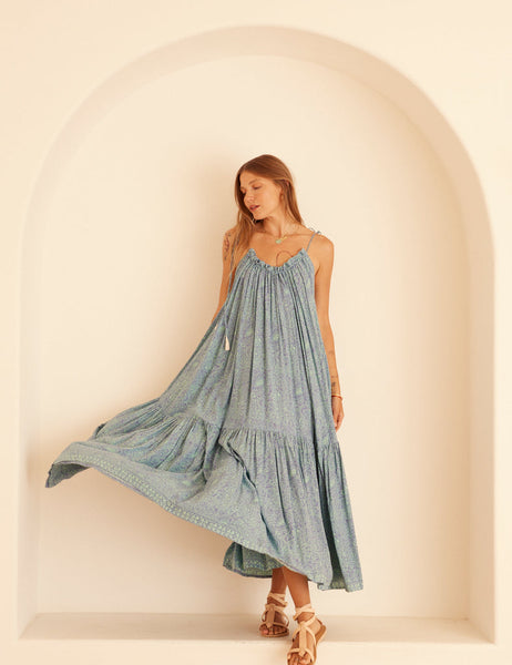 Natalie Martin Jerusha Dress in Shangri-La Print Periwinkle