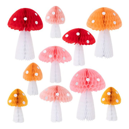 Meri Meri Honeycomb Mushroom Decorations