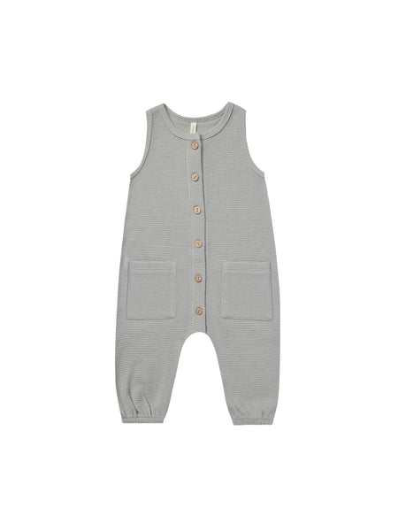 Quincy Mae Waffle Jumpsuit ~ Sky