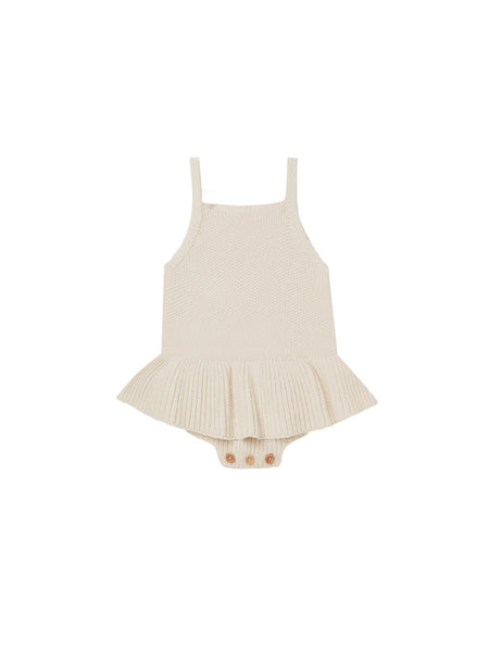Quincy Mae Knit Ruffle Romper  ~ Natural