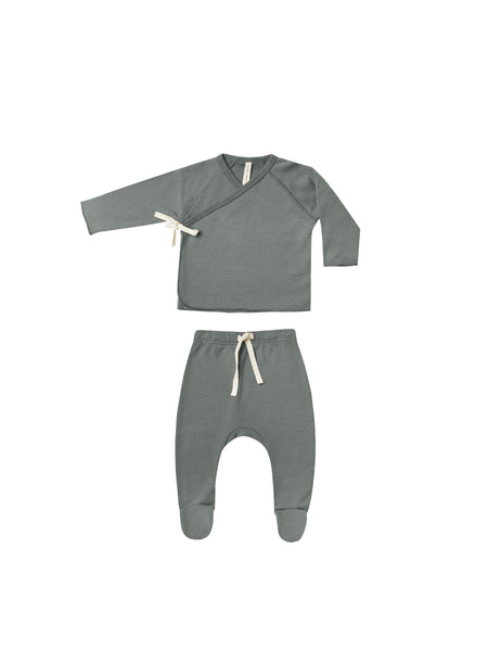 Quincy Mae Wrap Top + Footed Pant Set ~ Dusk