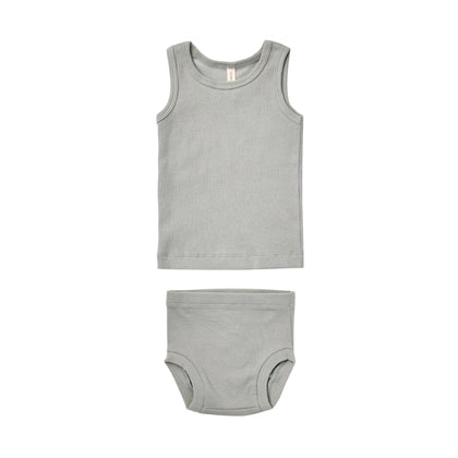 Quincy Mae Ribbed Tank + Bloomer Set ~ Sky