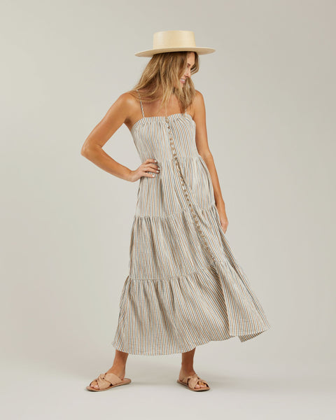 Rylee & Cru Women's Tiered Maxi Dress in Nautical Stripe