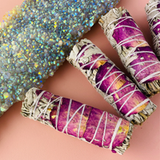 Sow the Magic Pink Rose Petals + White Sage Energy Clearing Smudge Stick
