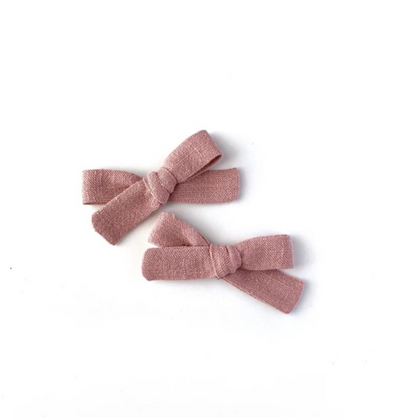 Lulu Loves Skinny Ribbon Pigtail Bows in Rose