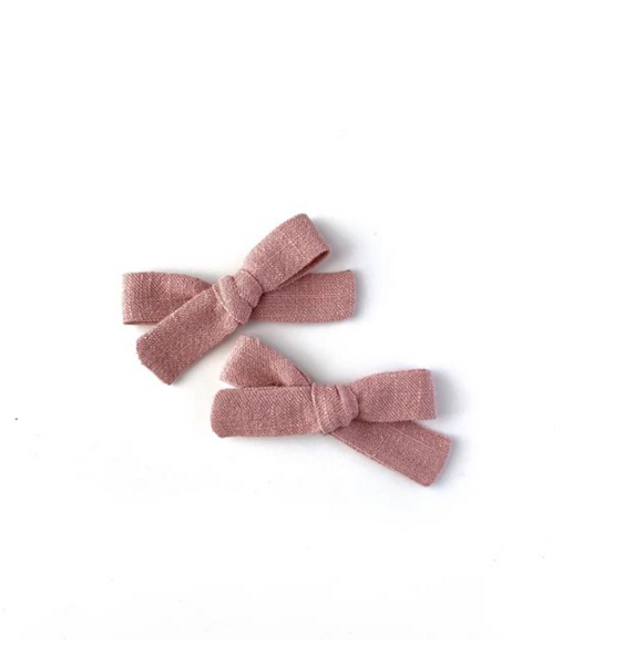 Lulu Loves Skinny Ribbon Pigtail Bows in Rose