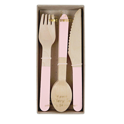 Meri Meri Pink Wooden Cutlery Set