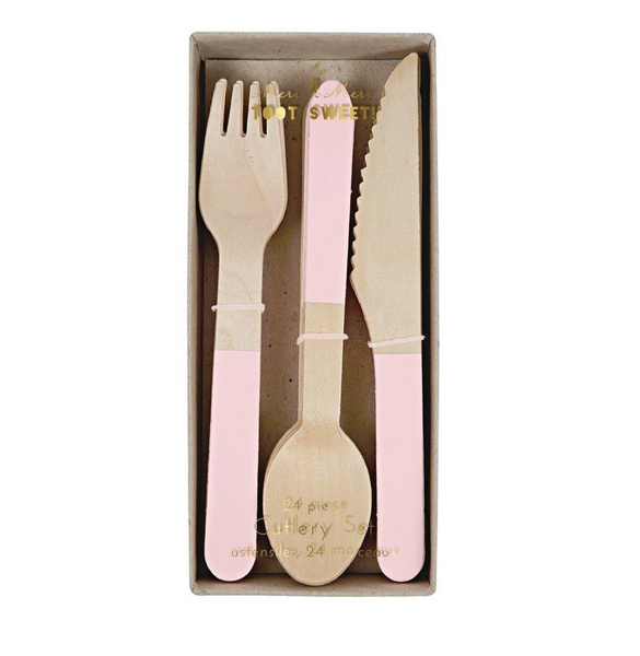 Meri Meri Pink Wooden Cutlery Set
