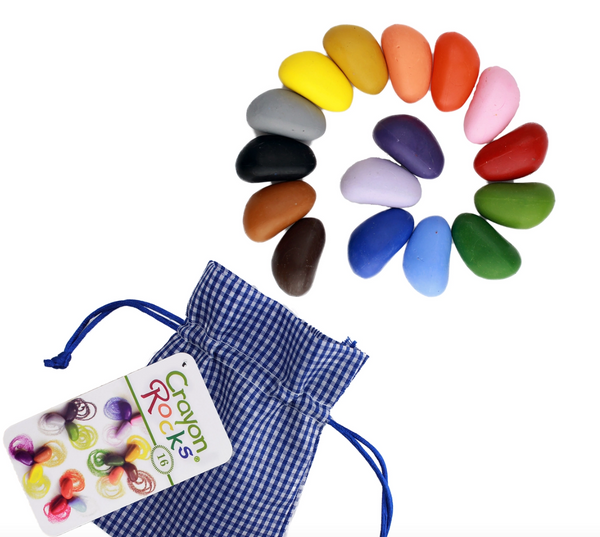 Crayon Rocks: 16 Color Crayon Blue Gingham Bag