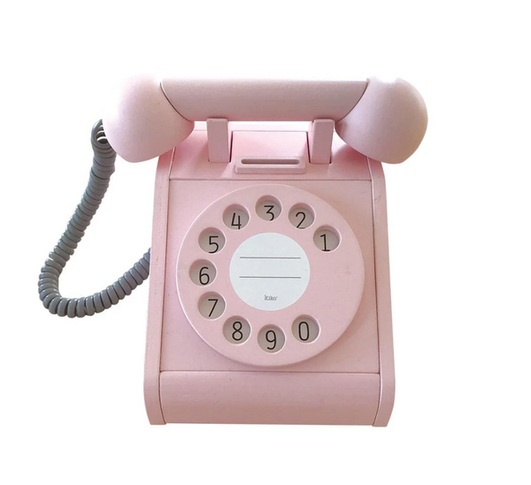 Kiko + gg Retro Wooden Telephone in Pink