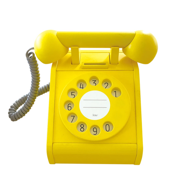 Kiko + gg Retro Wooden Telephone in Yellow