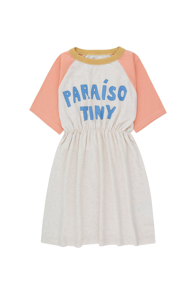 Tiny Cottons Paraiso Color Block Dress ~ Light Cream Heather