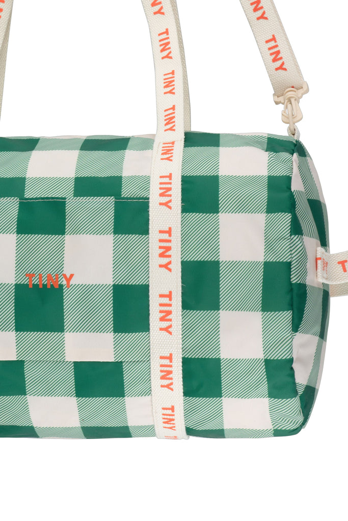 Tiny Cottons Check Duffel in Light Cream & Pine Green