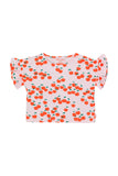 Tiny Cottons Cherries Frills Tee in Light Pink & Summer Red