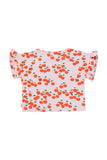 Tiny Cottons Cherries Frills Tee in Light Pink & Summer Red