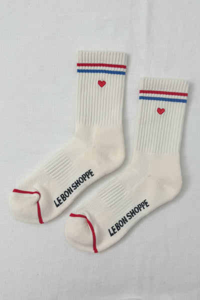Le Bon Shoppe - Embroidered Boyfriend socks: MILK + HEART