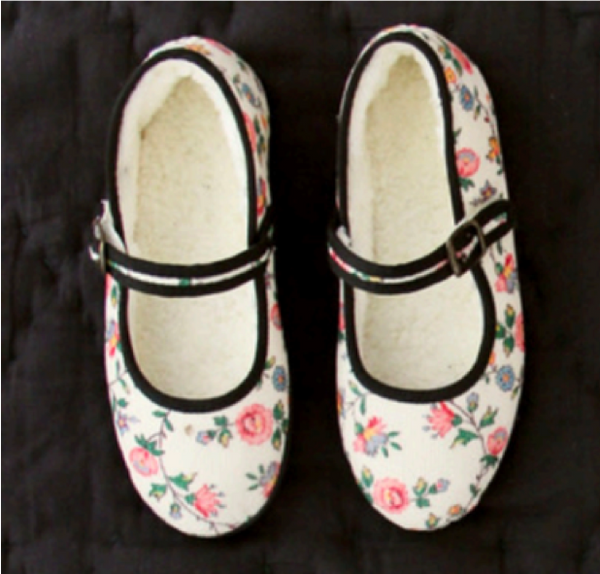 Bonjour Diary Shoes Ivory Flowers Print